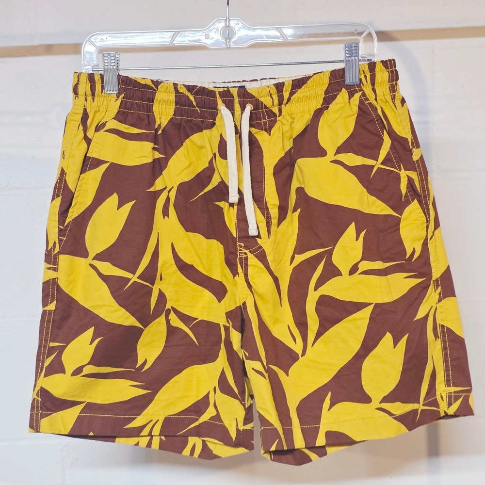 J. Crew 6"‎ Dock Short in Print for Men Size Medium Brown Yellow Drawstring